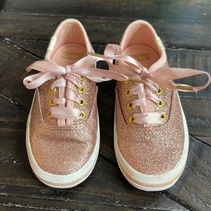 Kate Spade Keds rose gold glitter toddler girl EUC